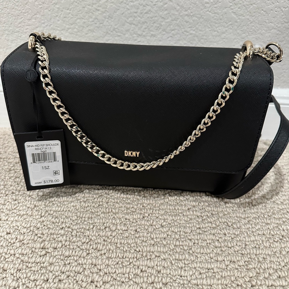DKNY SINA MEDIUM SHOULDER BAG BLACK CROSSBODY PURSE NEW